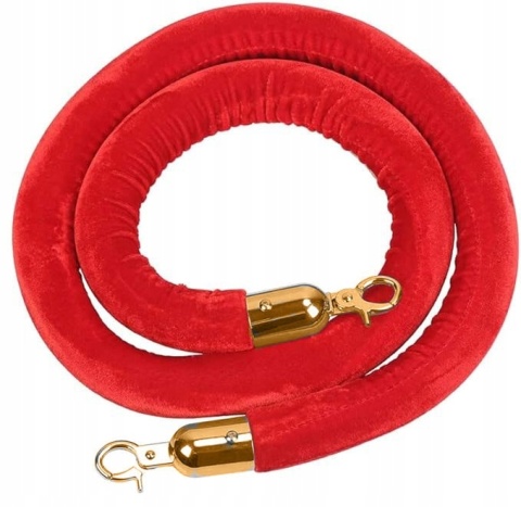Sznur wygrodzeniowy gładki czerwony - złote okucia