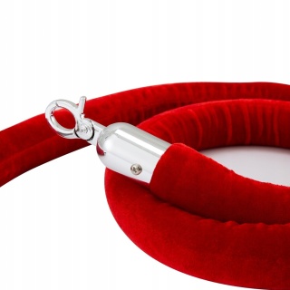 Sznur wygrodzeniowy gładki czerwony - srebrne okucia