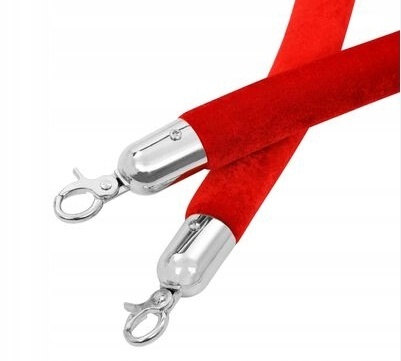 Sznur wygrodzeniowy gładki czerwony - srebrne okucia