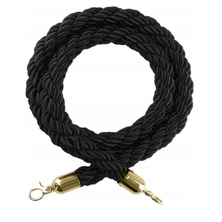 Sznur wygrodzeniowy pleciony czarny - złote okucia
